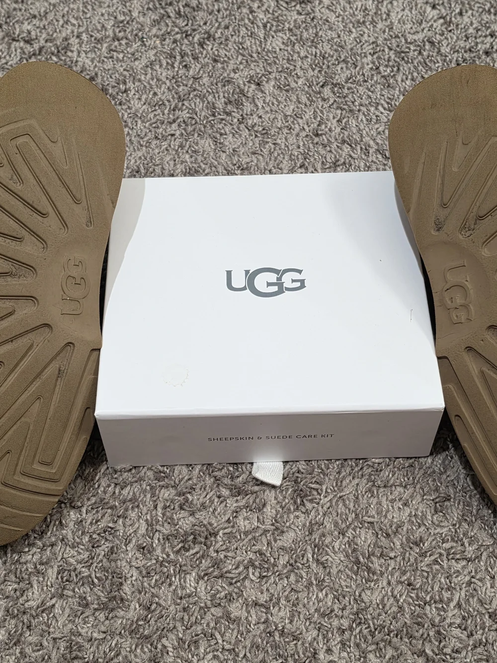 UGG Kids Brown Shearling Lined Slip-On MINI Boots AND Cleaning Kit